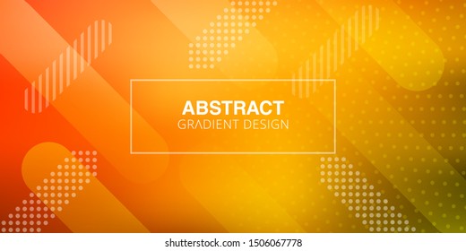 Abstract gradient design template - yellow and red background with geometric shapes