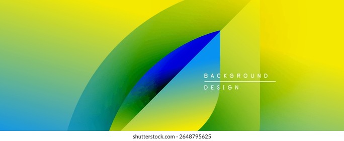 Abstract gradient design. Vivid yellow, green, blue hues blend smoothly. Modern aesthetic, clean lines, simple composition. Background element.