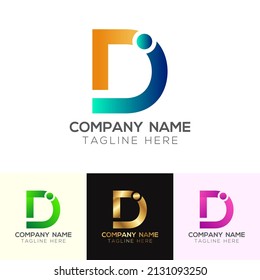 Abstract gradient DI letter logo design
