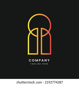 Abstract gradient door line logo design template element