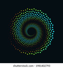 Abstract gradient dotted circle. Halftone circular dotted frame. Vector design element for various purposes.