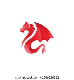Abstract Gradient Dragon Serpent Wing Tail Illustration Logo Design