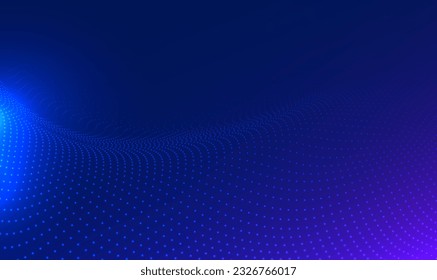 Abstract Gradient Dynamic Waving Particle Technology Background Design. Big data. Futuristic technology sci-fi wave. Science. Big data visualization. For brochures, business card, banner. Vector EPS10