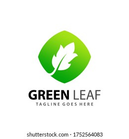 Abstract Gradient Eco Green Leaf Logo Design Vector Illustration
