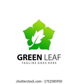 Abstract Gradient Eco Green Leaf Logo Design Vector Illustration stock