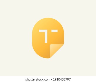 Abstract gradient face with paper folded corner logo design template. Universal creative cosmetic mask, avatar, profile vector icon sign symbol logotype.