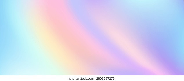 Abstract gradient featuring pearlescent blue, purple and pink pastel tones with shimmering light effects, soft rainbow transitions and delicate aurora-inspired texture.