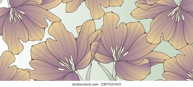 Gradiente abstracto de fondo floral en tonos morados y amarillos. Fondo floral para la decoración, papel pintado, tarjetas y presentaciones.