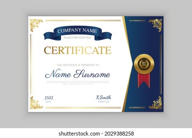Abstract gradient floral decorative certificate of achievement design with badge