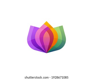 Abstract gradient flower logo icon design. Elegant crown symbol. Creative vibrant vector sign.