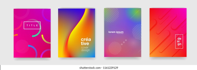 Abstract gradient flowing geometric pattern background texture for poster cover design. Minimal color gradient banner template. Modern vector wave shape for brichure