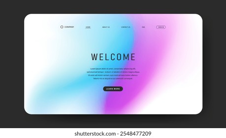 abstract gradient fluid design of landing page. web browser page background