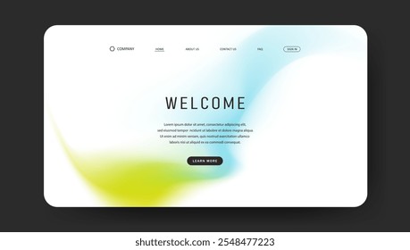 abstract gradient fluid design of landing page. web browser page background