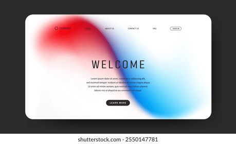 abstract gradient fluid design of landing page. web browser page background	