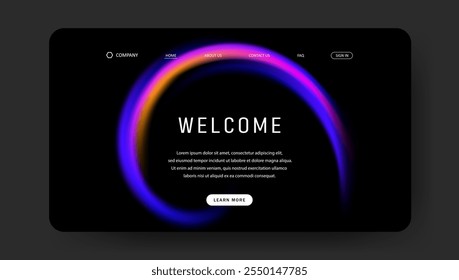 abstract gradient fluid design of landing page. web browser page background	