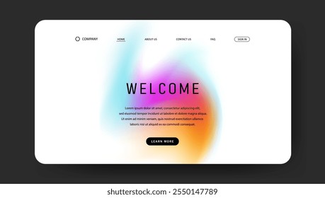 abstract gradient fluid design of landing page. web browser page background	