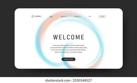 abstract gradient fluid design of landing page. web browser page background	
