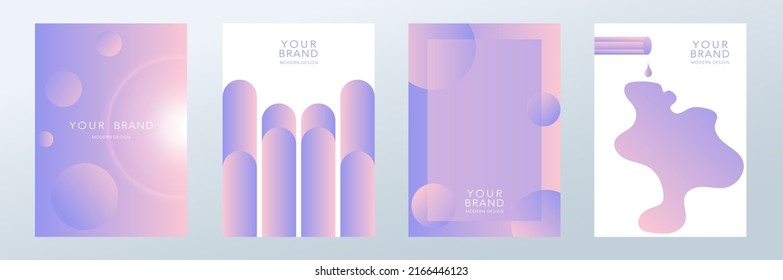 Abstrakte Farbverlauf-Flüssigkeitsabdeckung Vorlage. Set von modernem Poster mit lebendiger Grafikfarbe, 3D-Elemente, Kreise, runden Formen. Luxus Design für Broschüre, Flyer, Tapete, Banner.