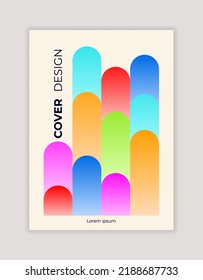 Plantilla de cubierta líquida gradiente abstracta. Conjunto de póster moderno con colores arcoiris, elementos lindos, formas de círculo, holograma. Diseño de estilo retro para folletos, volantes, papel pintado, banner.