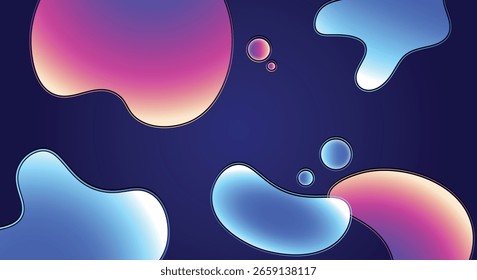 Formas de fluido de gradiente abstrato no fundo escuro Conceito de design de líquido moderno