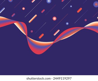 Abstract gradient freeform shape and geometric elements with text space for banner, publication, social media background.