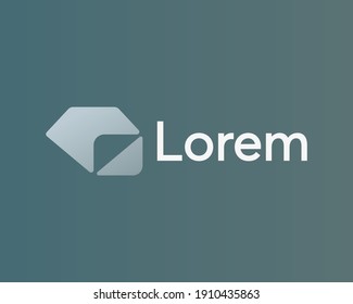 Abstract gradient gem, diamond with paper folded corner logo design template. Universal creative jewelry store, jewel, treasure vector icon sign symbol logotype.