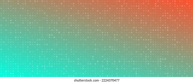 Abstract gradient geometric background of squares. Green and orange pixel backgrounds with empty space. Vector illustration