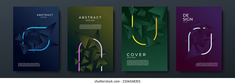 Abstract gradient geometric cover designs, trendy brochure templates, colorful futuristic posters. Modern abstract covers set, minimal covers design. Colorful geometric background