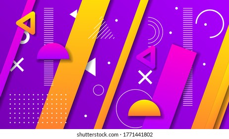 Abstract Gradient With Geometric Figures Color And White Line Background Vector