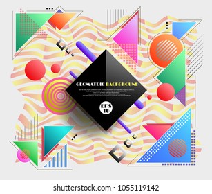 Abstract of gradient geometric graphic model with sweet color background for business banner, on wave of fire, vector illustration eps10