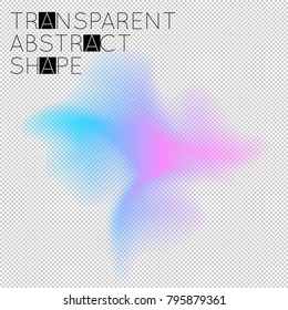 Abstract gradient geometric shape isolated on transparent grid. Futuristic design element. Gradient transparent blend fluid shape.