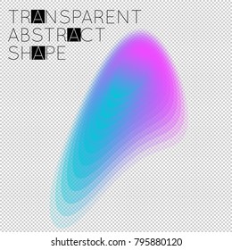 Abstract gradient geometric shape isolated on transparent grid. Futuristic design element. Gradient transparent blend fluid shape.