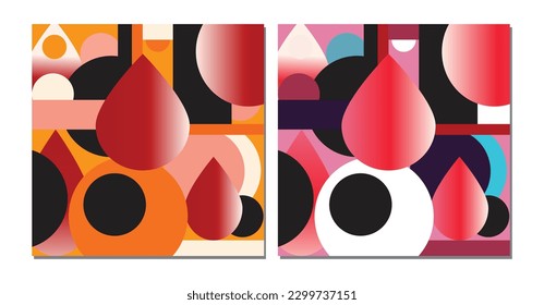 Abstract gradient geometric shapes, memphis geometric elements. Trendy minimalist brutalism forms, modern graphic design vector for wall decor, posters, banners, flyers, background templates