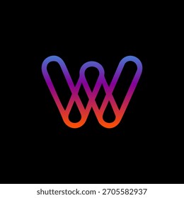 abstract gradient geometric w letter logo