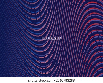 Abstract gradient glowing geometric lines on dark blue background. Modern shiny blue lines pattern. Futuristic technology concept, suitable for covers, posters, banners, brochures, websites, etc.