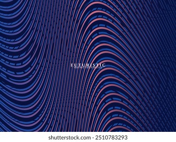 Abstract gradient glowing geometric lines on dark blue background. Modern shiny blue lines pattern. Futuristic technology concept, suitable for covers, posters, banners, brochures, websites, etc.