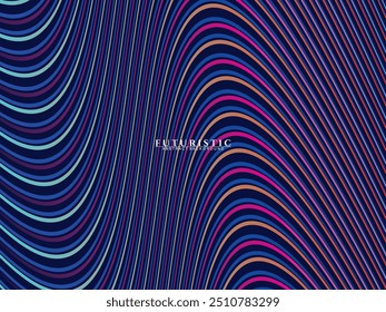 Gradiente Abstractas de líneas geométricas brillantes sobre fondo azul oscuro. Moderno patrón de líneas azules brillantes. Concepto de tecnología futurista, adecuado para cubiertas, carteles, Anuncios, folletos, Sitios web, etc.