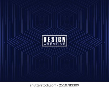 Abstract gradient glowing geometric lines on dark blue background. Modern shiny blue lines pattern. Futuristic technology concept, suitable for covers, posters, banners, brochures, websites, etc.