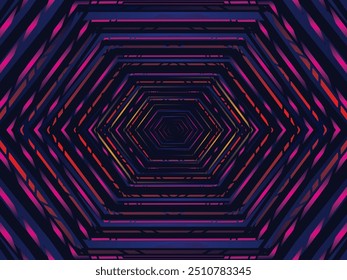 Abstract gradient glowing geometric lines on dark blue background. Modern shiny blue lines pattern. Futuristic technology concept, suitable for covers, posters, banners, brochures, websites, etc.