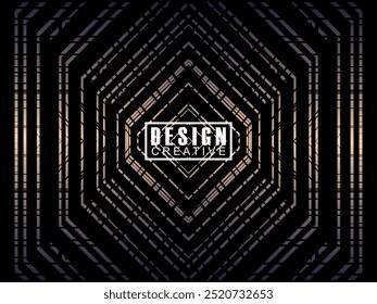 Abstract gradient glowing geometric lines on dark background. Modern shiny gradient lines pattern. Futuristic technology concept, suitable for covers, posters, banners, brochures, websites, etc.
