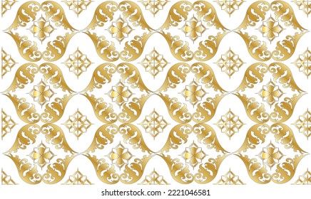 Fondo de oro gradiente abstracto Contiene un patrón tailandés dorado adecuado para imprimir en tejidos, papel y cerámica.