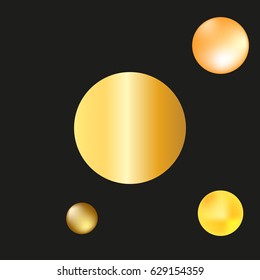 Abstract gradient gold circle on black background. Vector illustration