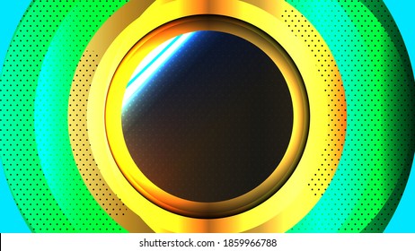 Abstract gradient golden black circle on green layer background. brochure banner concept.