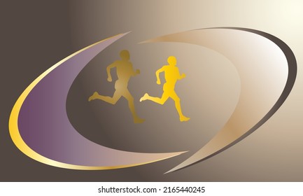 Abstract gradient golden brown background with jogging promotion concept graphic pattern design as a backdrop, vector, EPS-10.