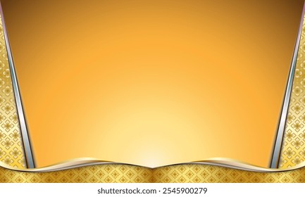 Abstract gradient golden brown background with luxury golden Thai pattern border frame. Designed for abstract backdrop.