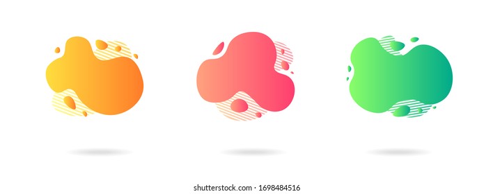 Abstract gradient graphic elements in modern style. Banners with flowing liquid shapes, amoeba forms. Logo, flyer, presentation, invitation, card template. Vector illustration.