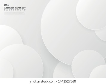 Abstract gradient gray circle pattern design paper cut template background. You can use for presentation background, poster, ad, artwork design. vector eps10