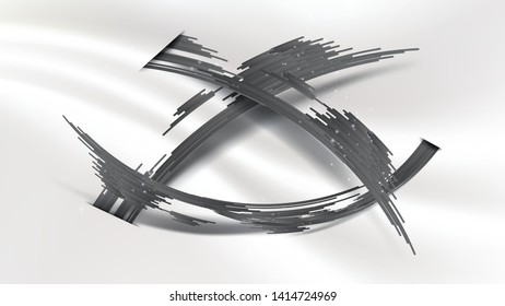 Abstract gradient gray stripes crossing each others on white fabric silk background. Size ratio 1920x1080 px. EPS10, vector, illustration.