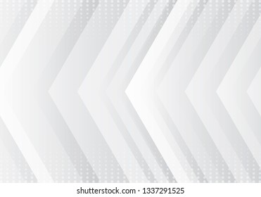 Abstract gradient gray and white arrows pattern technology futuristic concept background with halftone texture. Vector illustration