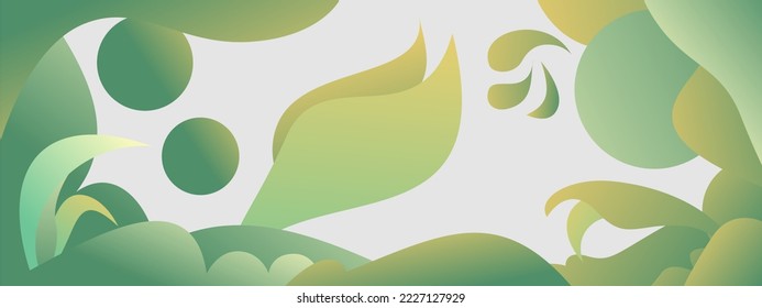 Abstract gradient green background. With themed illustrations of nature and serenity. Perfect to use for a wide variety of banner designs, design assets or other background designs